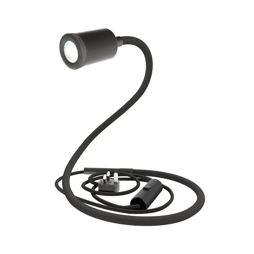 GU1d-one Lampe articulée sans base avec mini spot LED et fiche UK - Noir
