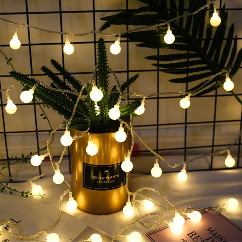TD® Guirlande Lumineuse LED à Piles 5M 50 Boules Blanc chaud - 8 modes d'éclairage - Guirlande Décorative fête mariage Noë...