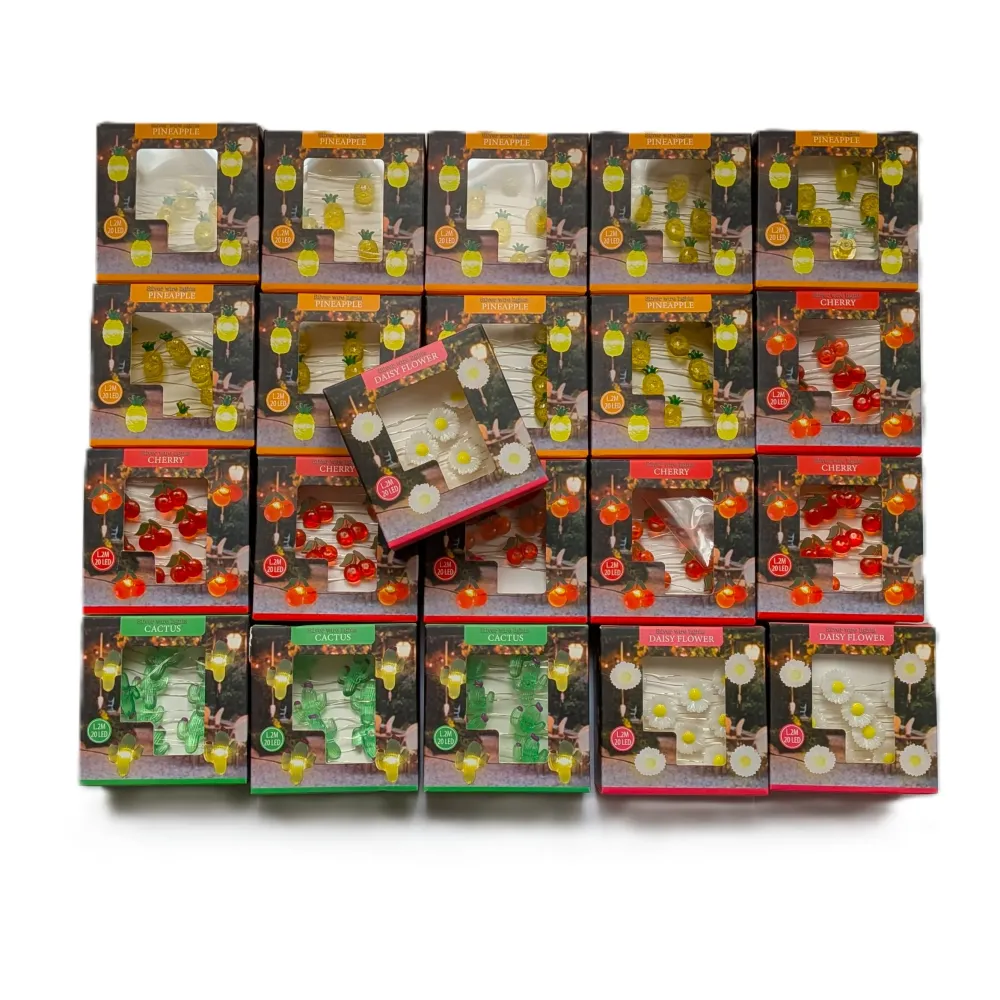 21 Guirlandes Lumineuse 20 LED Ananas / Cerise / Cactus / Fleur