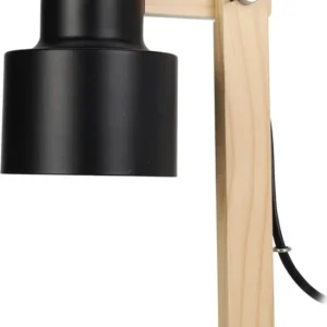 Home & Style Lampe de table avec bois - Noir - E14 - Hors lampe