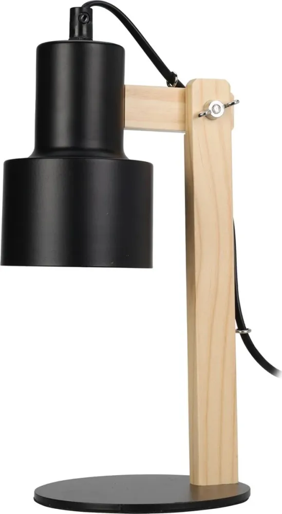 Home & Style Lampe de table avec bois - Noir - E14 - Hors lampe