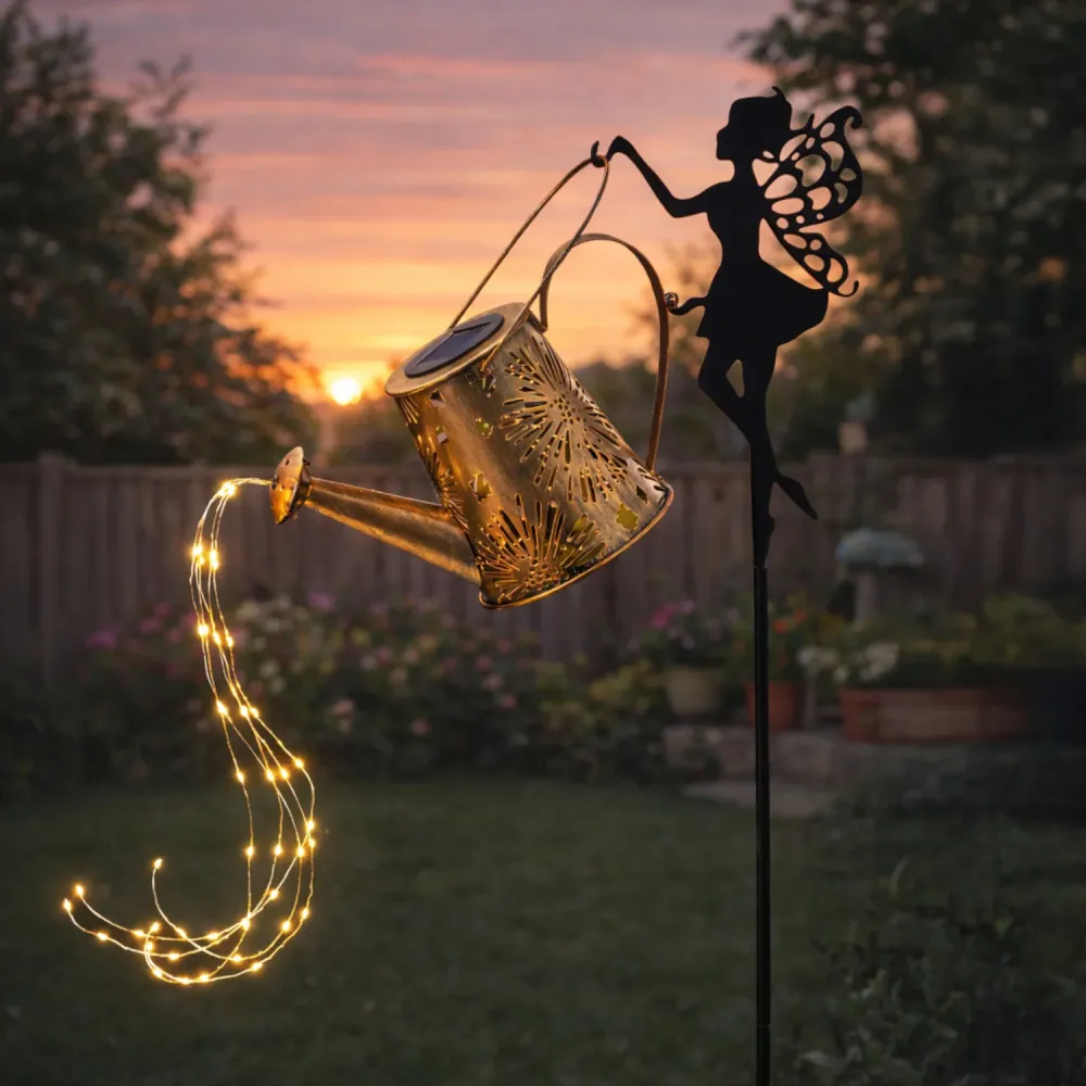 Arrosoir avec mini lumières à l'énergie solaire HomeStyles, 15 po x 5,7 po x 31,5 po