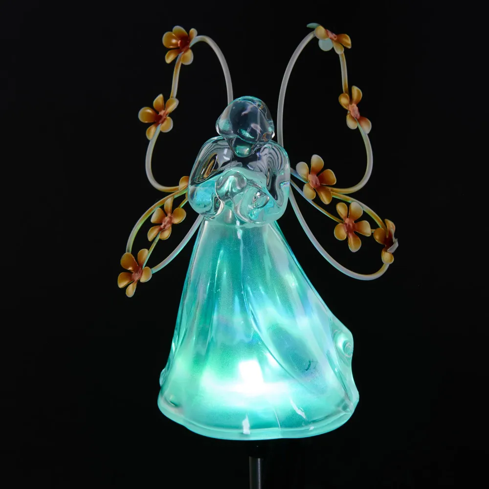 Lampe solaire en forme d’ange sur piquet HomeStyles, 4 po x 25 po