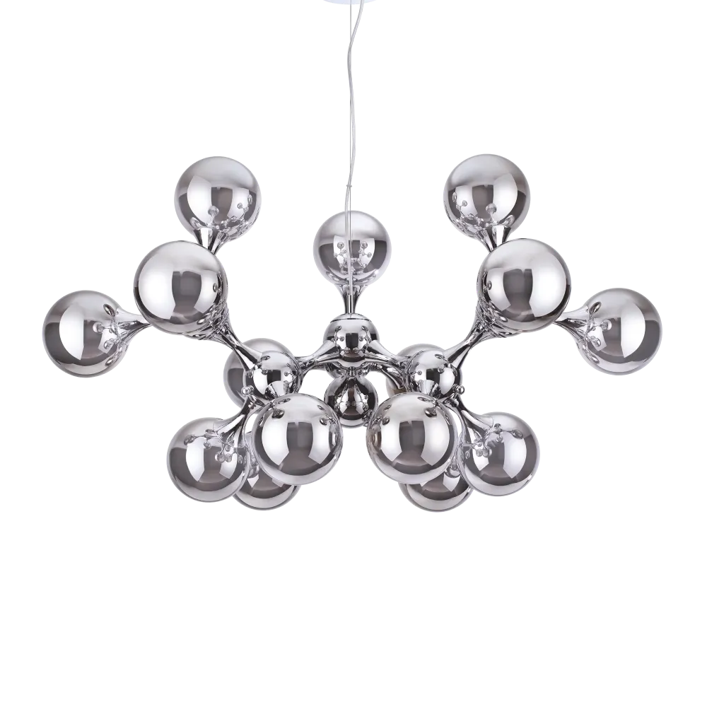 Lámpara colgante 15 bolas Ideal Lux Nodi cromo cristal 15 luces 420W Ø105cm 200491