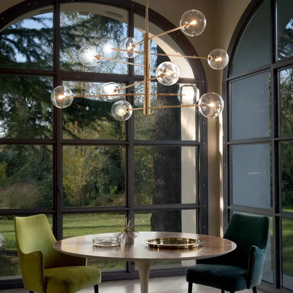 Lámpara colgante Ideal Lux Equinoxe cristal 12 luces 24W Ø128,1cm 345383
