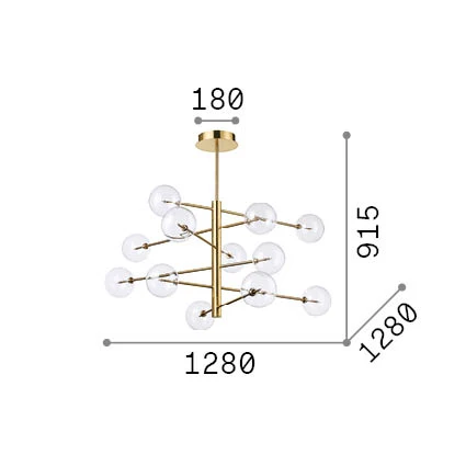 Lámpara colgante Ideal Lux Equinoxe cristal 12 luces 24W Ø128,1cm 345383