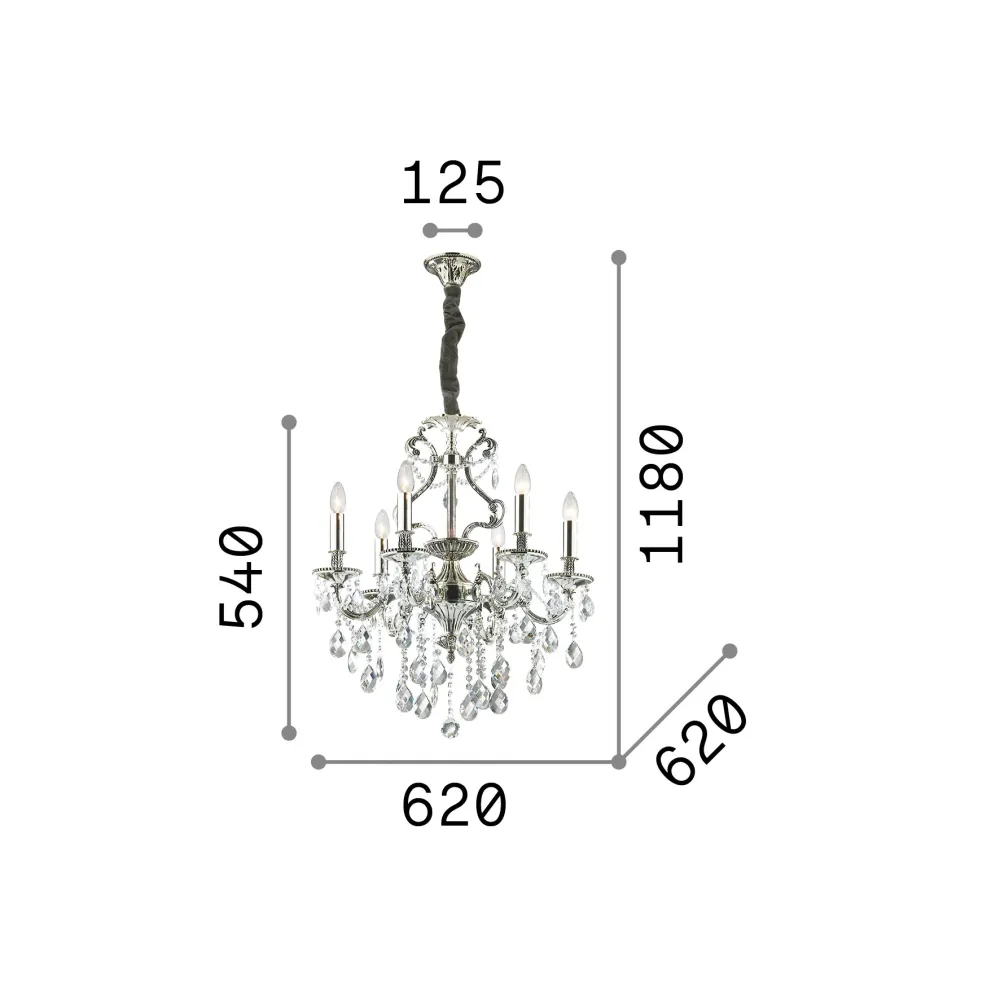 Lámpara colgante Ideal Lux Gioconda dorado cristal y cerámica 6 luces 240W Ø62cm 060507