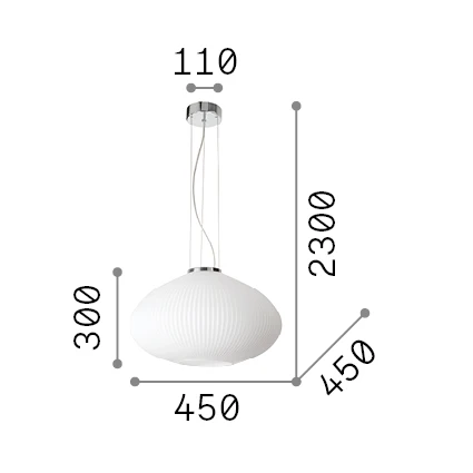 Lámpara colgante Ideal Lux Plisse' cromo cristal 60W Ø45cm 264523