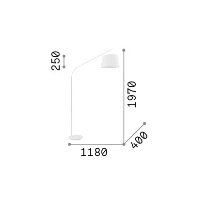 Lámpara de pie Ideal Lux Daddy blanco tela 60W 197cm 110356