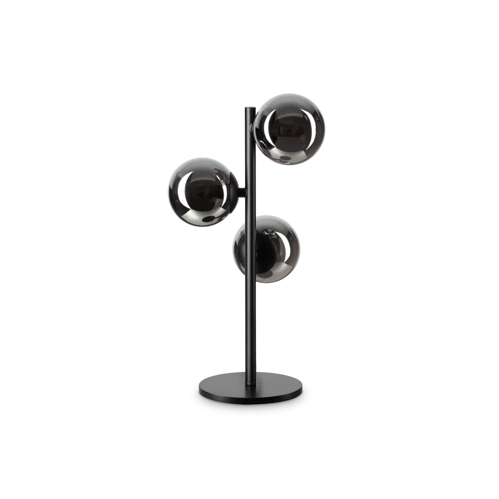 Lámpara de sobremesa Ideal Lux Perlage fumé cristal 3 luces 45W Ø24cm 292465