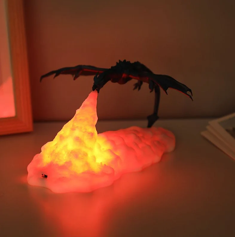TD® 3D imprimé LED feu Dragon lampes veilleuse lumière d'ambiance pour chambre enfants chambre chambre Camping randonnée(D...