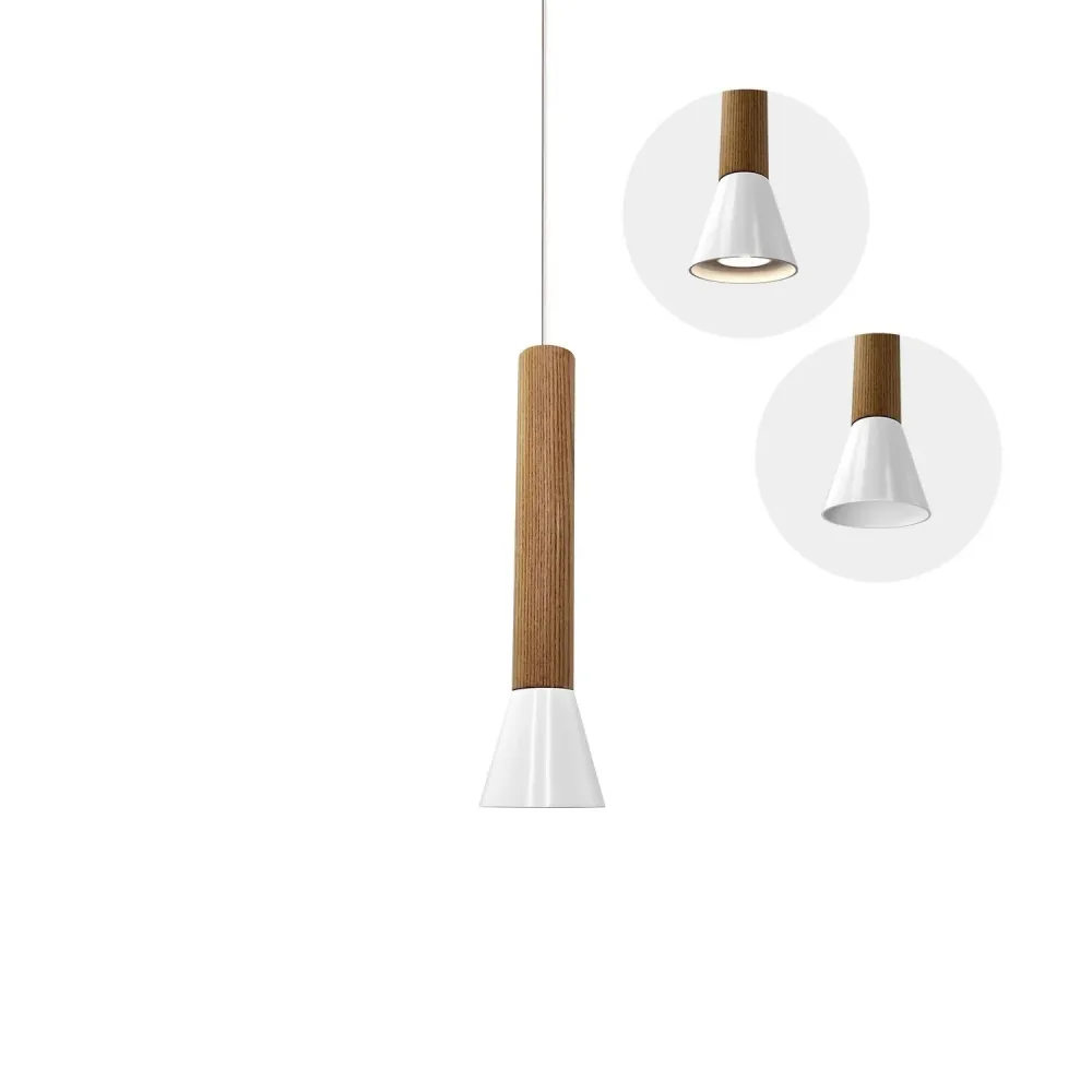 Suspension Ineslam en bois GU10 naturel/blanc Natural