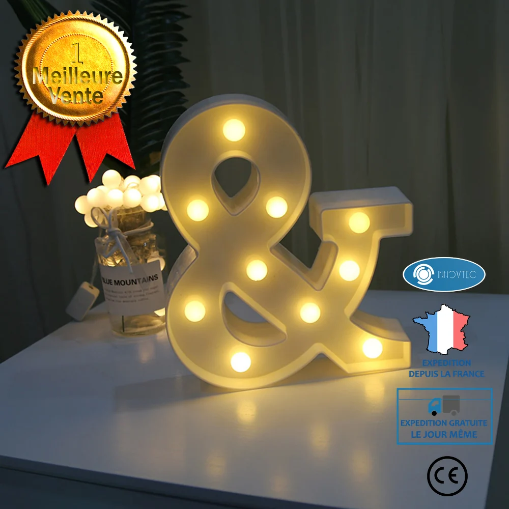 INN® Veilleuse LED lampe de bureau en forme de lampe lettre lumineuse symbole lampe fête d'anniversaire décoration lampe d...
