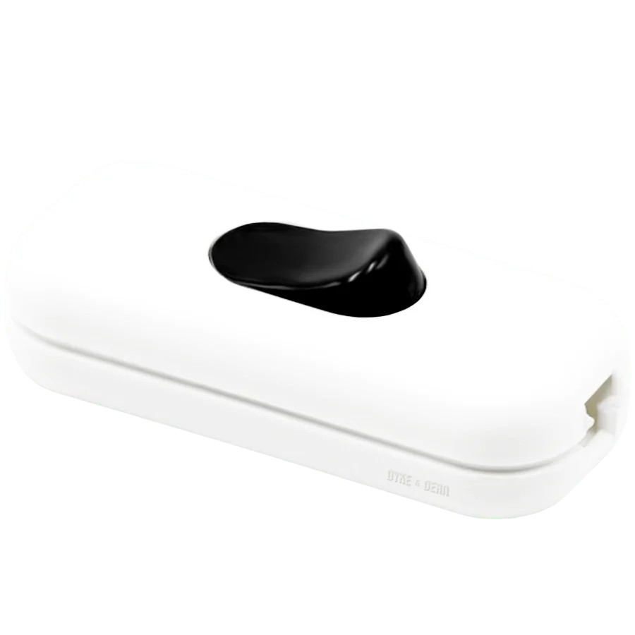 INTERRUPTEUR DE LAMPE À CÂBLE EN LIGNE DE BASE BLANC NOIR