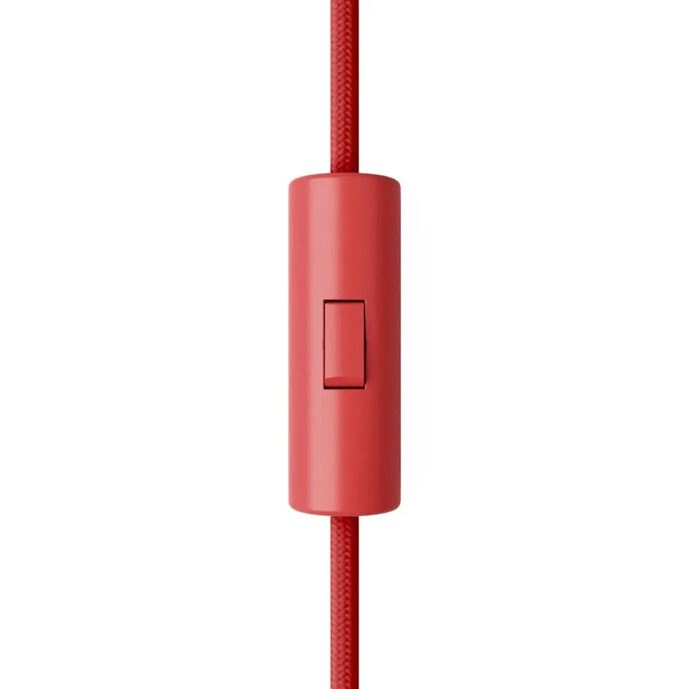 Interrupteur unipolaire à bascule de forme cylindrique avec borne de terre - Rouge