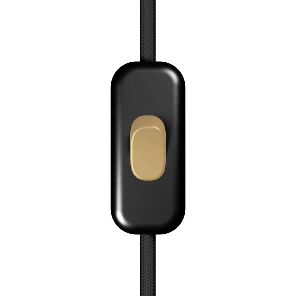 Interrupteur unipolaire coupe-câble Creative Switch Noir et bouton Bronze