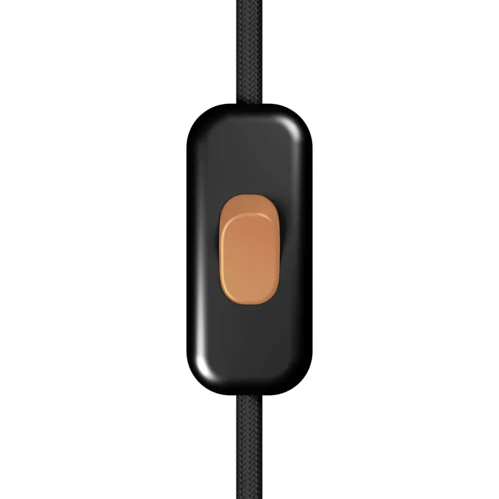 Interrupteur unipolaire coupe-circuit Creative Switch Noir et bouton Cuivre