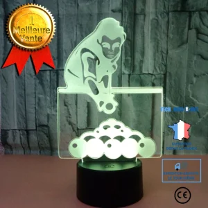 TD® Jouant Au Billard, Veilleuse 3D Colorée, Éclairage De La Maison 3D Avec Télécommande Tactile, Billard Cadeau, Lampe De...