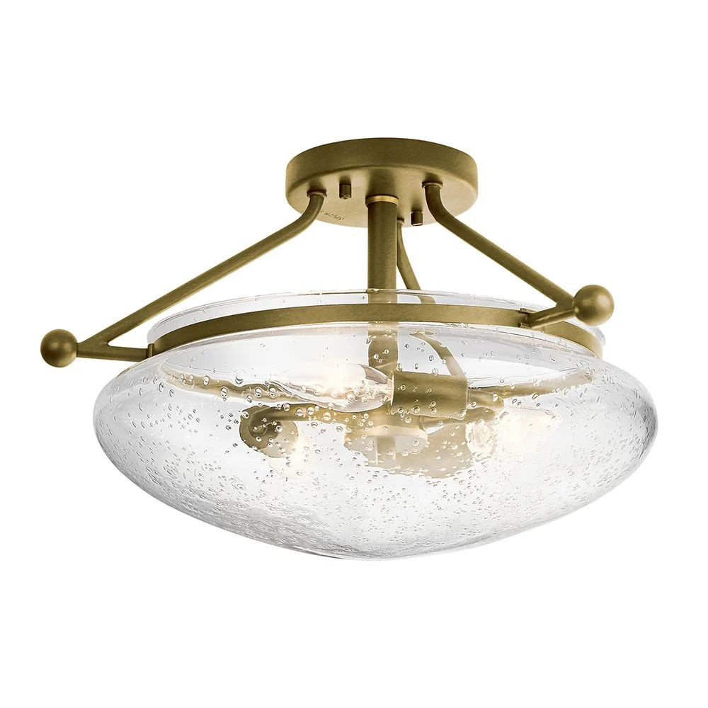 Plafonnier Kichler Belle (QN-BELLE-SF-BNB) en acier, verre clair bullé, culot E14, 3 L