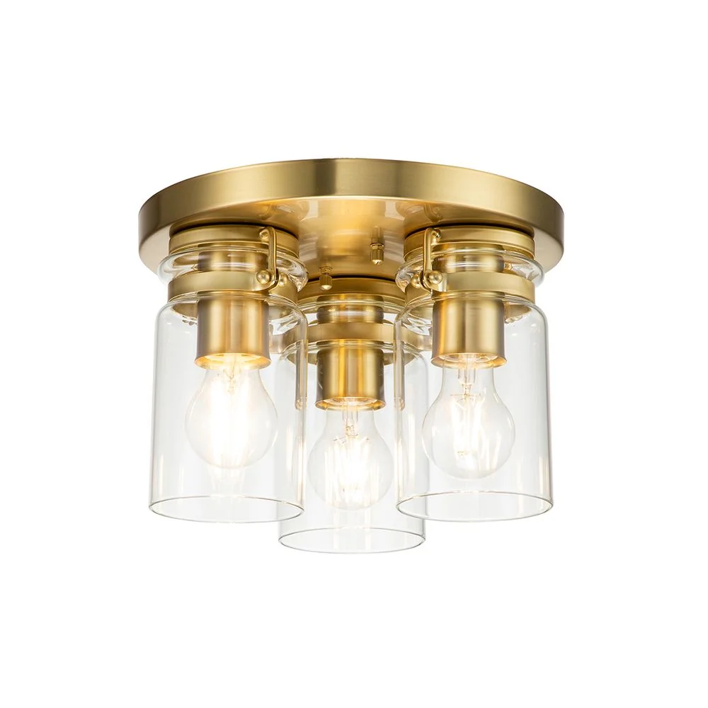 Plafonnier Kichler (KL-BRINLEY-F-BB) Brinley en acier, verre clair E27 3L