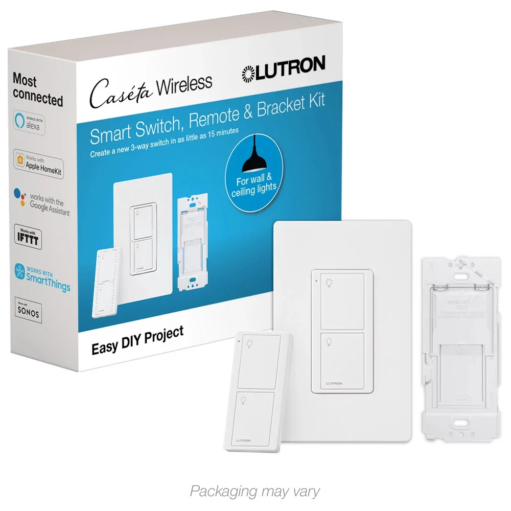 Kit d'interrupteur intelligent et de télécommande Lutron Caseta, P-PKG1WS-WH*