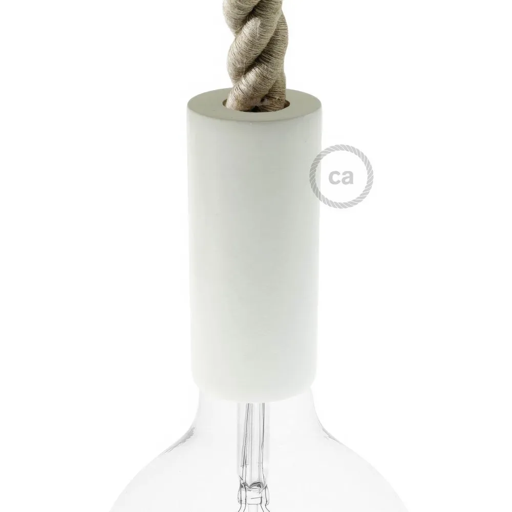 Kit douille ampoule bois 2XL E26 pour câbles corde - Blanc