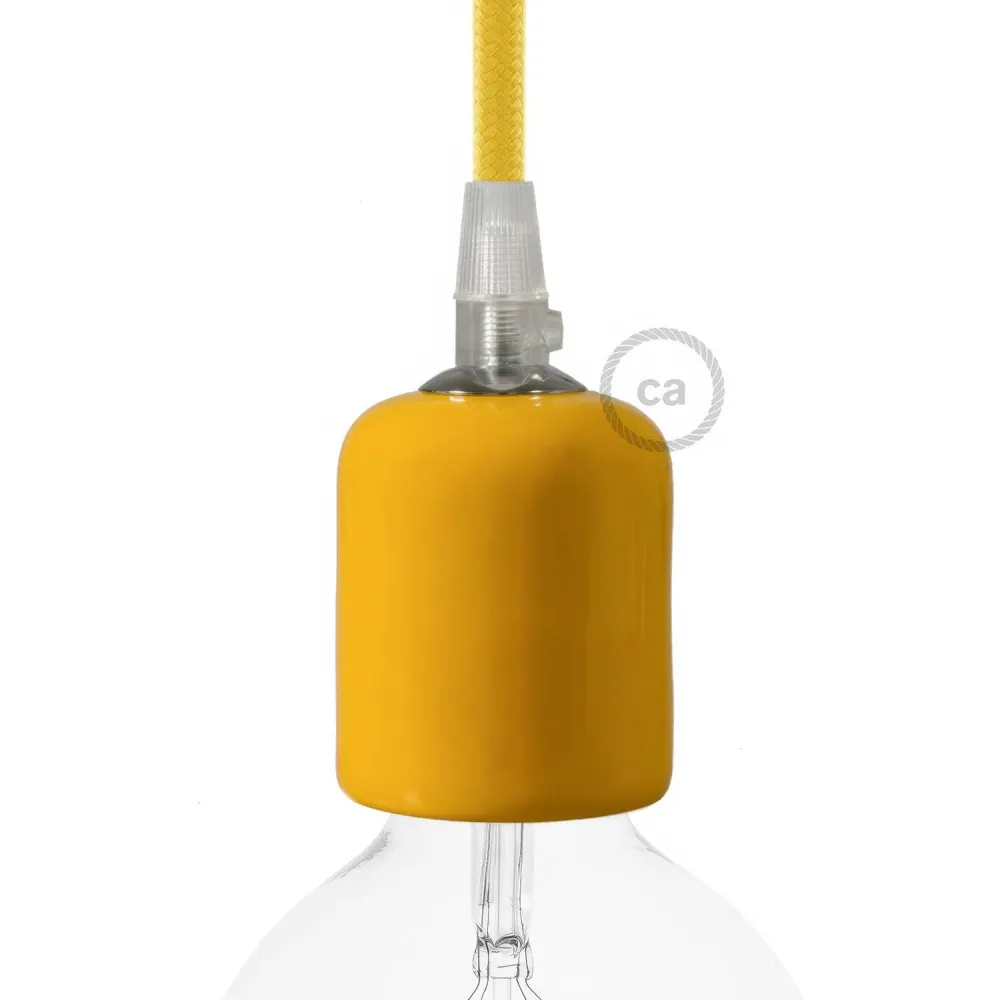 Kit douille ampoule E26 en céramique artisanale - Jaune