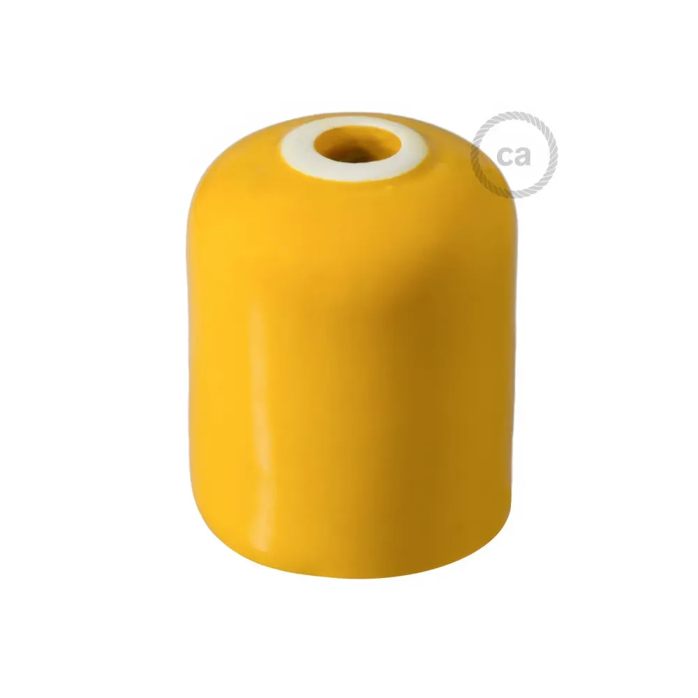 Kit douille ampoule E26 en céramique artisanale - Jaune