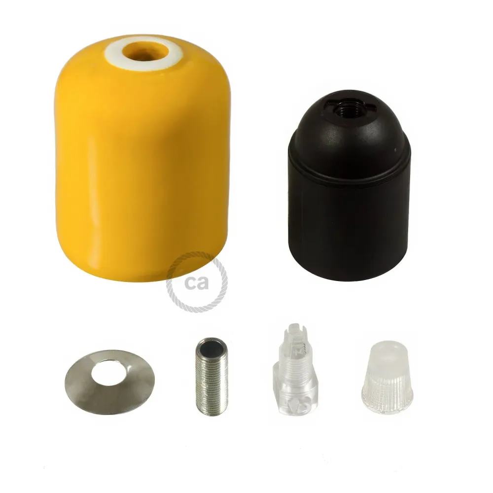 Kit douille ampoule E26 en céramique artisanale - Jaune