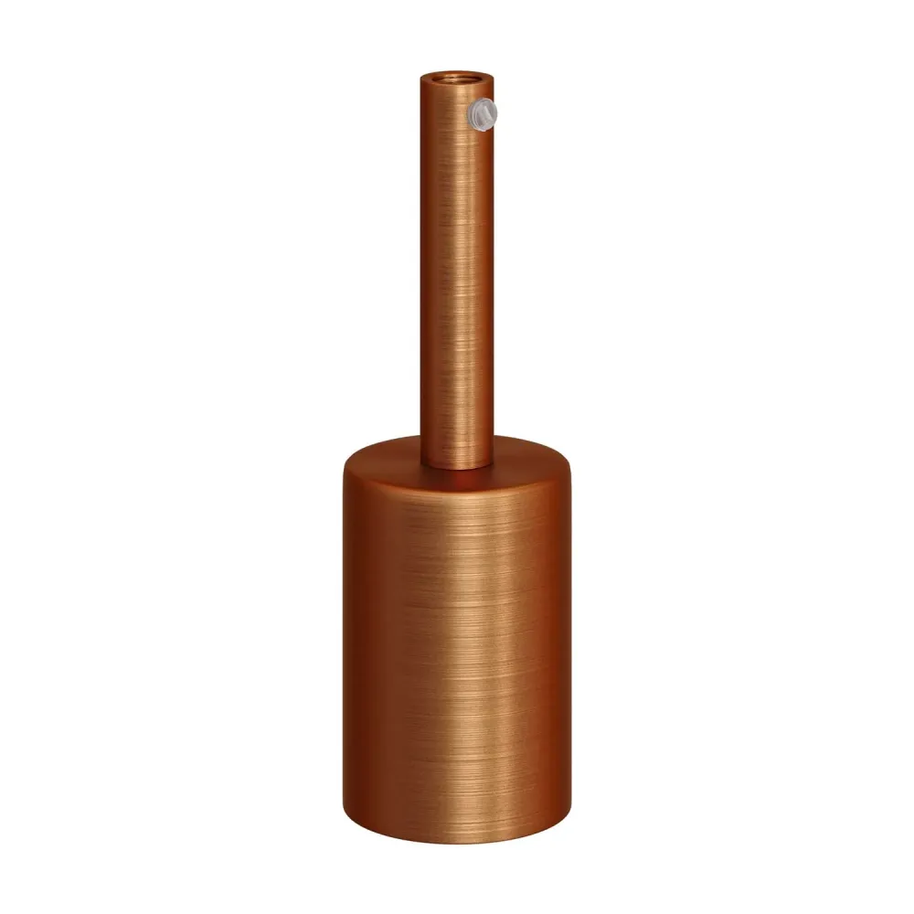 Kit douille cylindrique en métal E26 UL avec serre-câble de 7 cm - Cuivre brossé