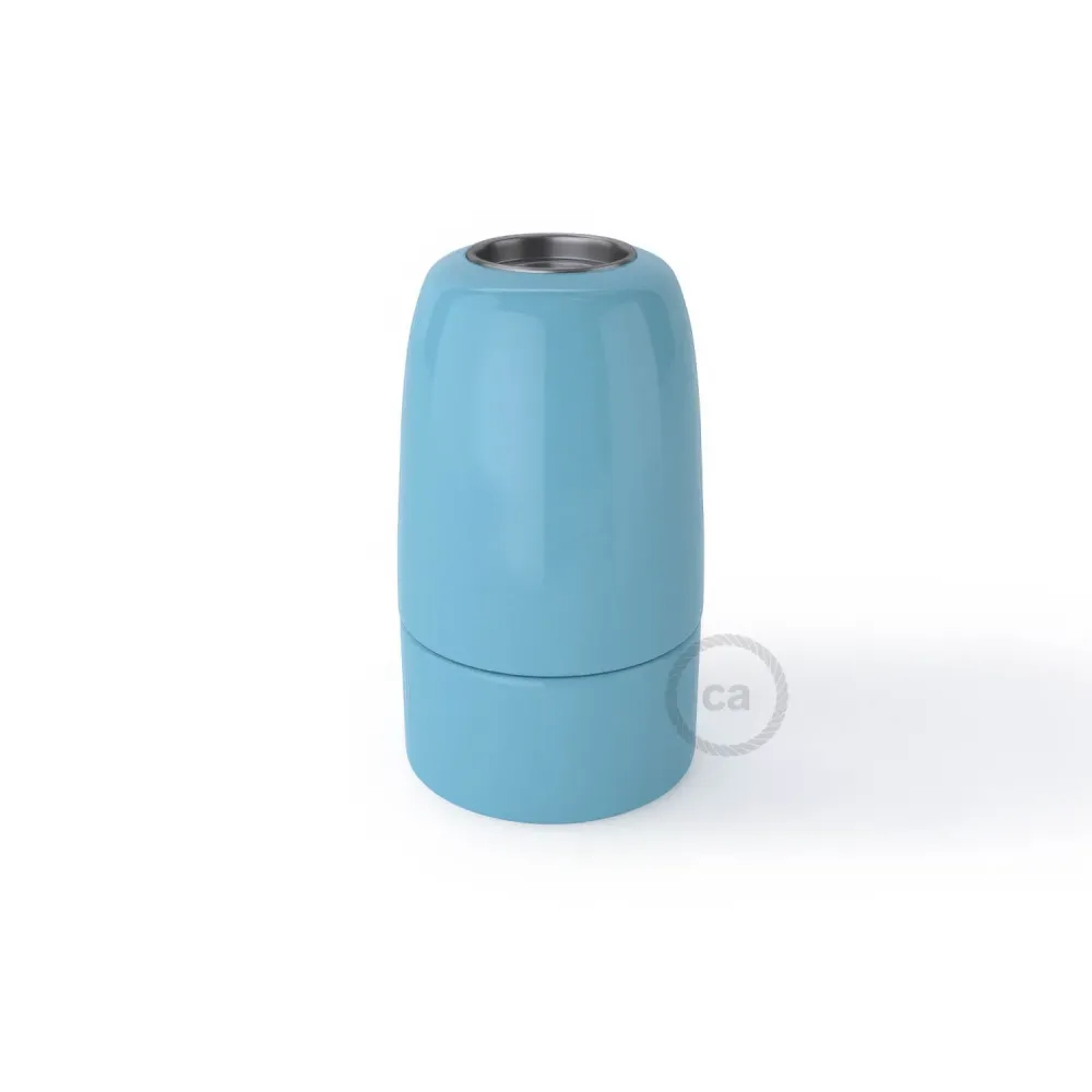 Kit douille E14 en porcelaine - Bleu clair