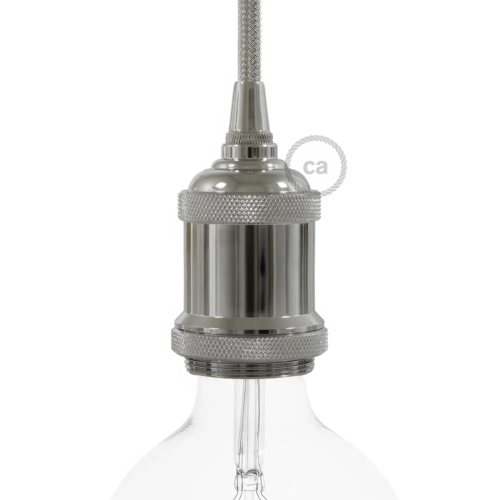 Kit douille E27 en aluminium vintage - Chrome