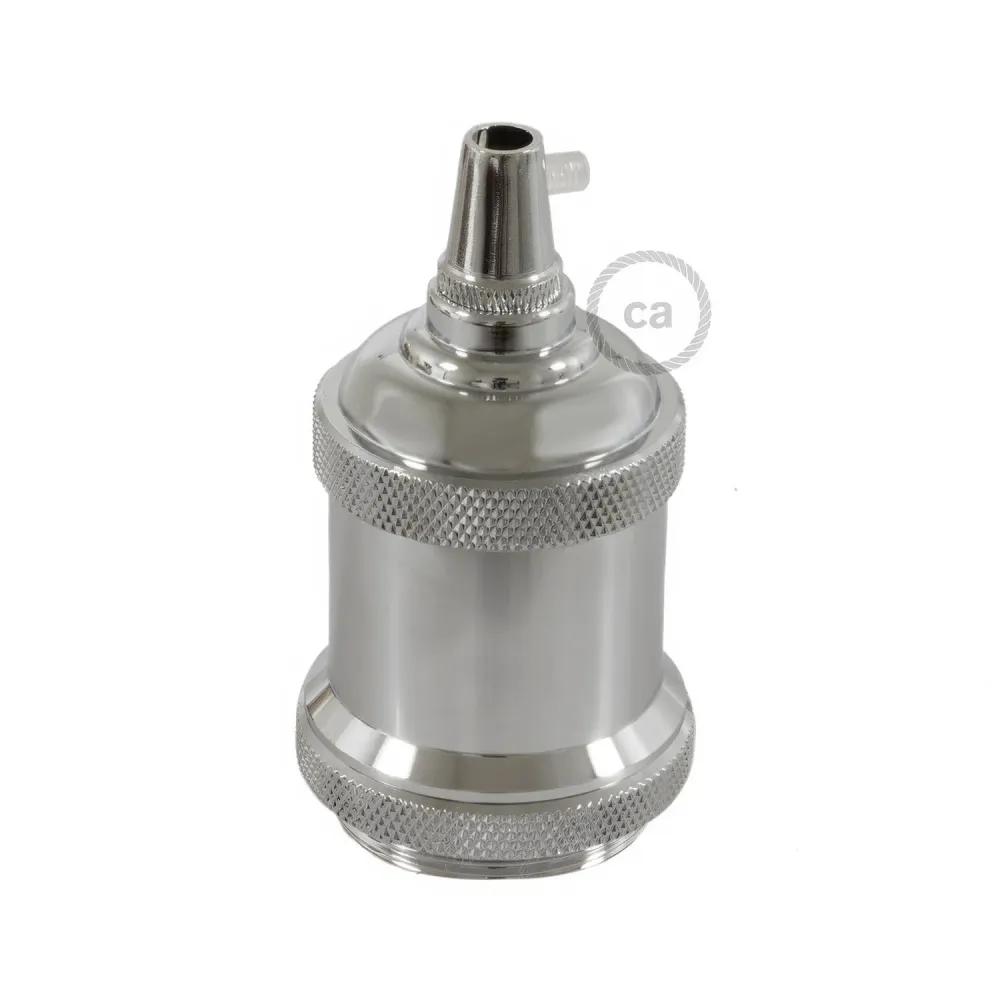 Kit douille E27 en aluminium vintage - Chrome