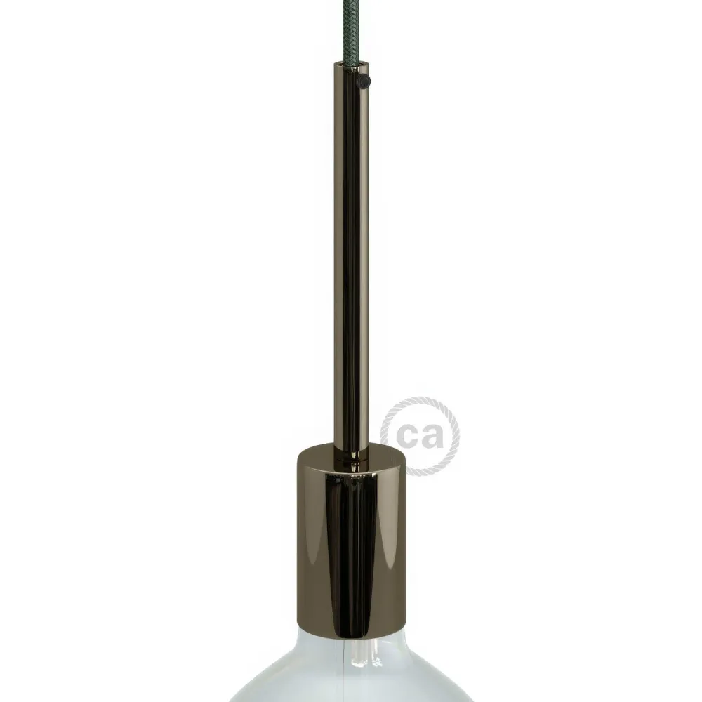 Kit douille E27 cylindrique en métal avec serre-câble de 15 cm - Noir perle
