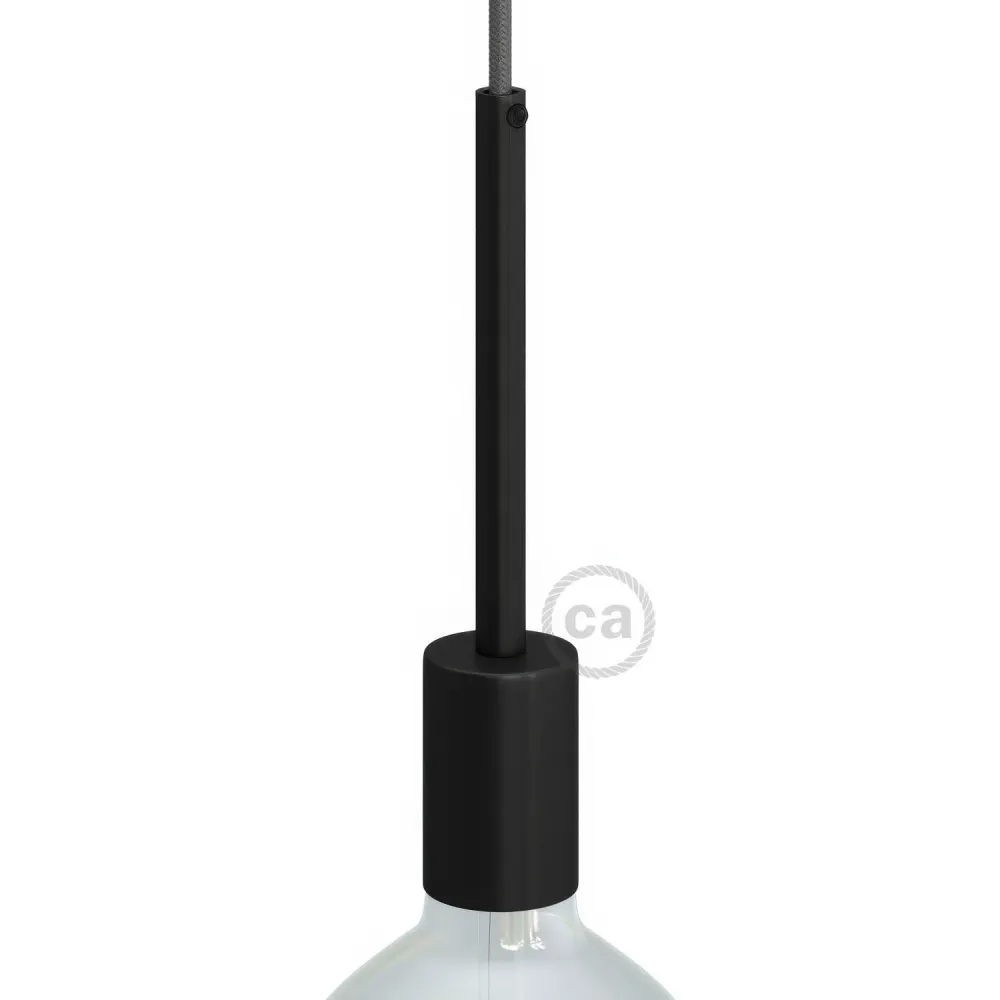 Kit douille E27 cylindrique en métal avec serre-câble de 15 cm - Noir