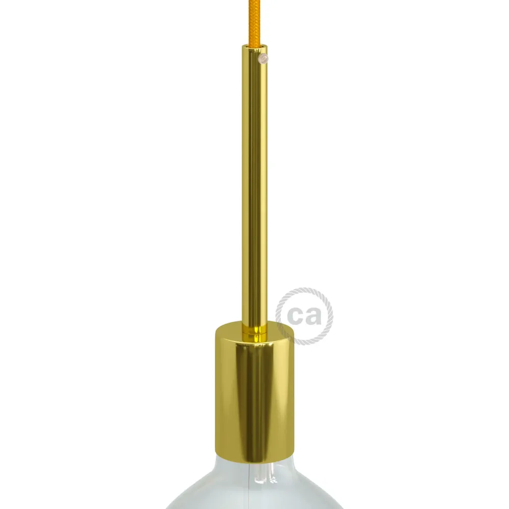 Kit douille E27 cylindrique en métal avec serre-câble de 15 cm - Laiton