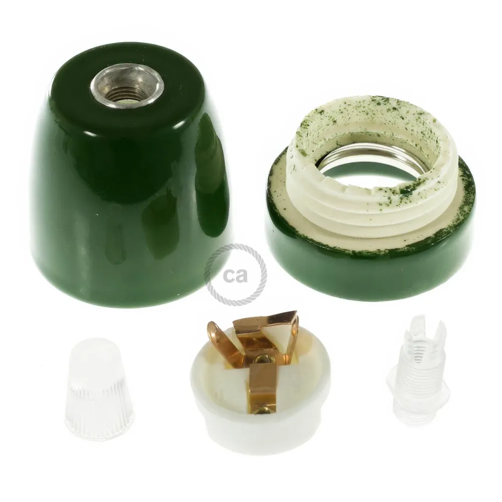 Kit douille E27 en porcelaine - Vert