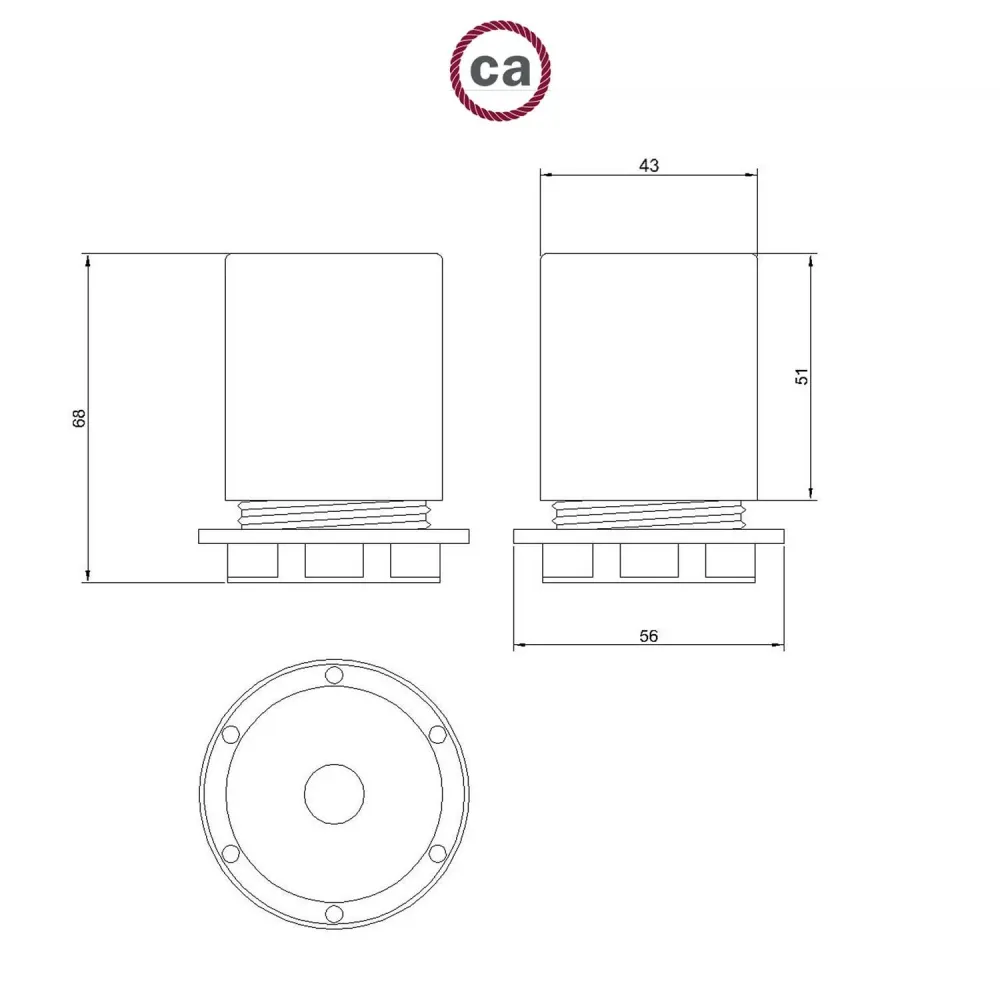 Kit douille E27 semi-filetée en métal avec serre-câble caché - Titane satiné