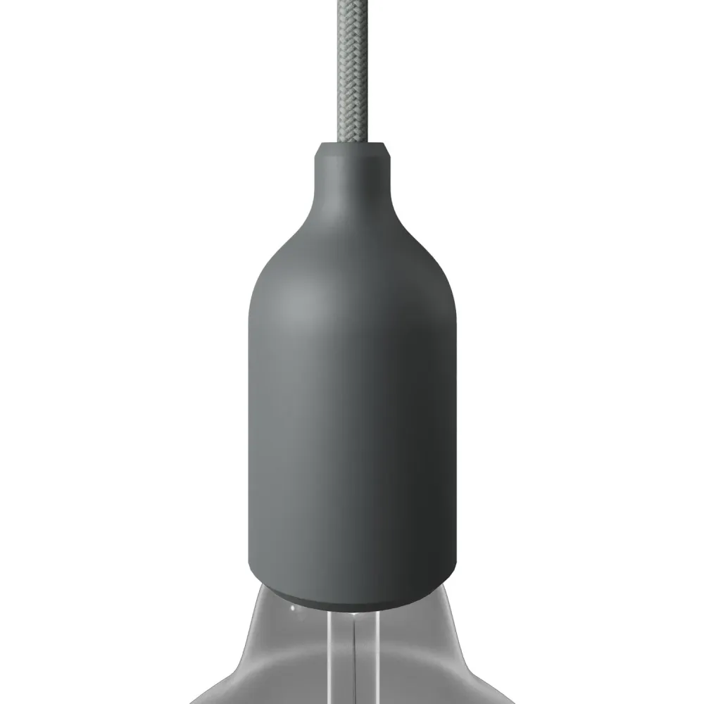 Kit douille E27 en silicone avec serre-câble dissimulé - Gris