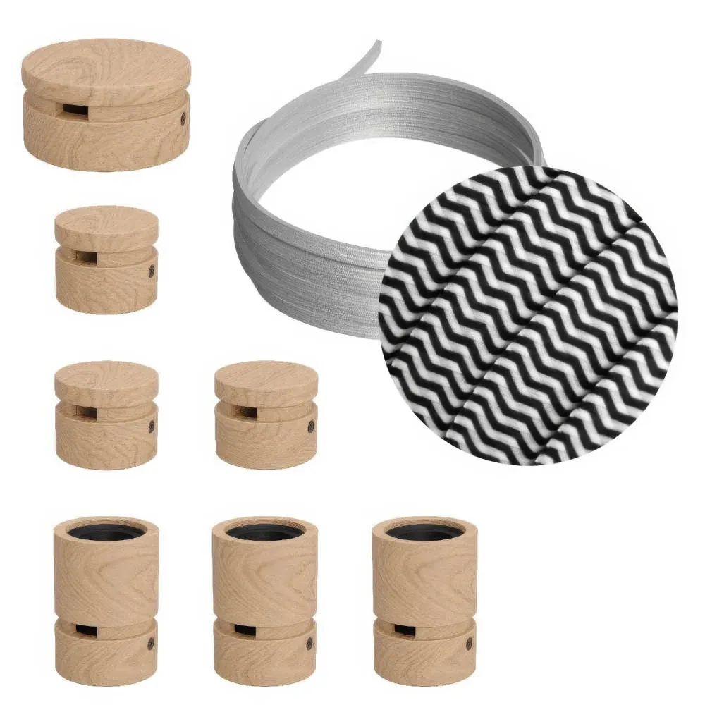 Kit Filé Linear - avec câble CZ04 de 5 m pour guirlande lumineuse et 7 éléments en bois pour intérieur