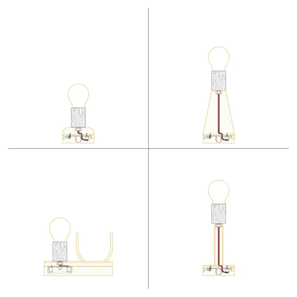 Kit électronique pour lampes à batterie 5V USB-C avec douille E27 en bois - Neutre