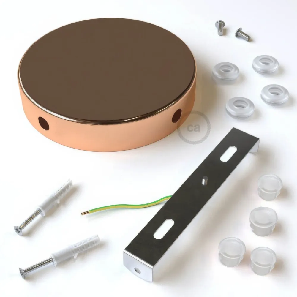 Kit pavillon cylindrique en métal à 4 trous latéraux (boîte de dérivation) - Cuivre