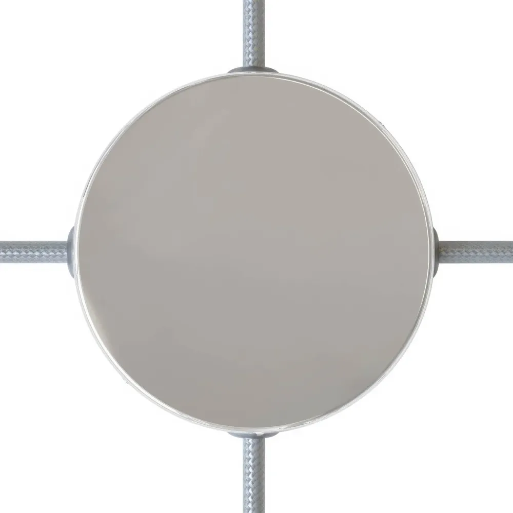 Kit pavillon cylindrique en métal à 4 trous latéraux (boîte de dérivation) - Chrome