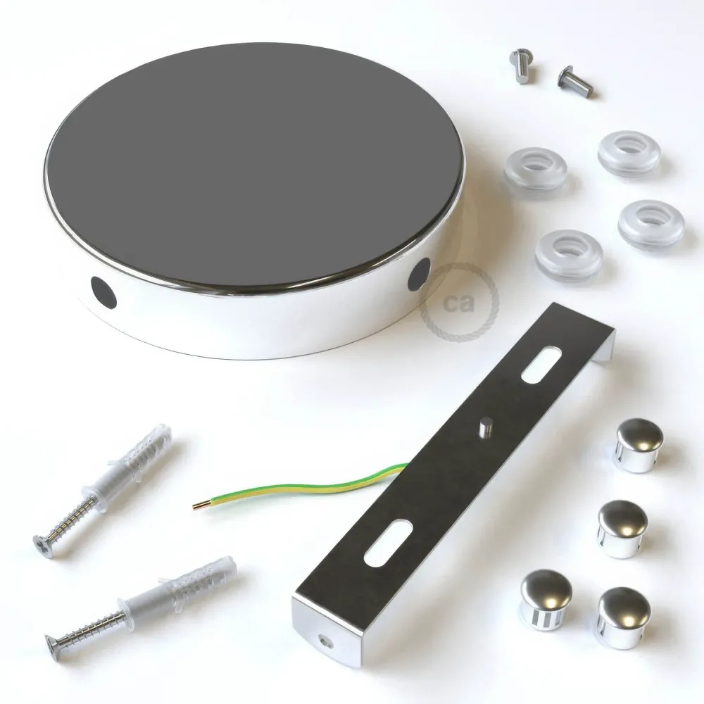 Kit pavillon cylindrique en métal à 4 trous latéraux (boîte de dérivation) - Chrome