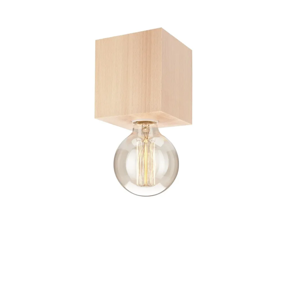 Applique murale Lamkur en bois clair, douille E27, hauteur 11,5 cm Light