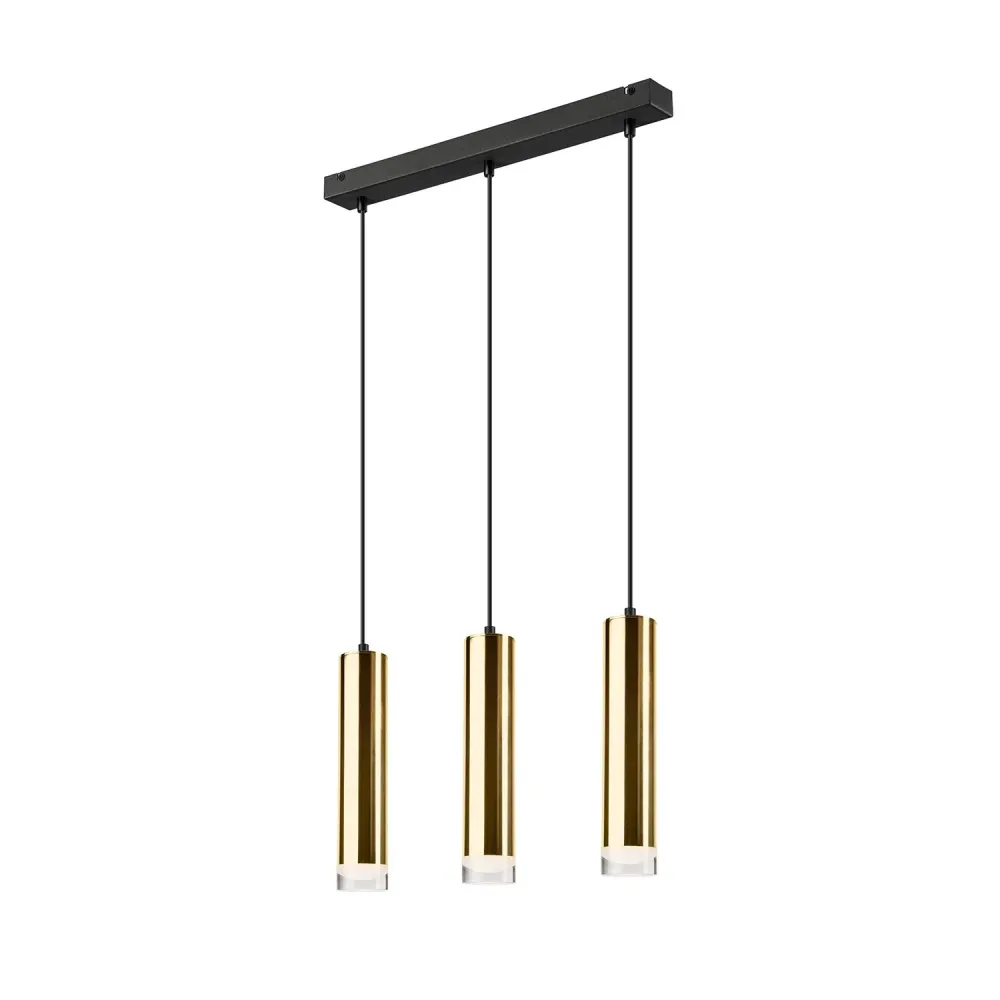 Suspension Lamkur Diego en aluminium doré E27 H 90 cm Gold