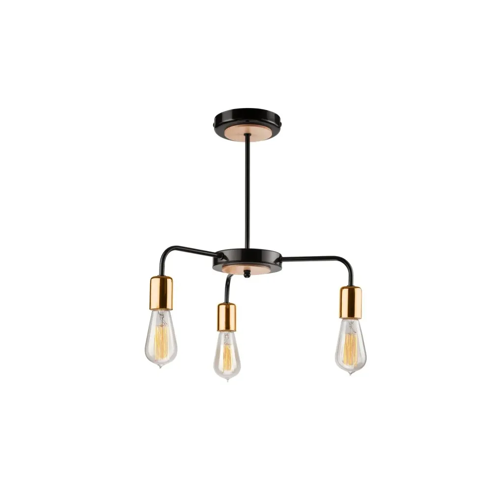 Suspension Lamkur Erica en acier noir E27 H 41 cm