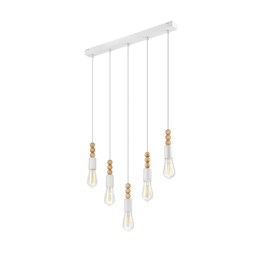 Suspension Lamkur Simon en acier blanc E27 H 94 cm White