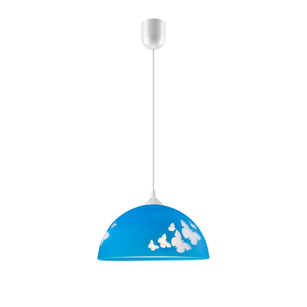 Suspension Lamkur en verre bleu E27 H 69 cm Blue