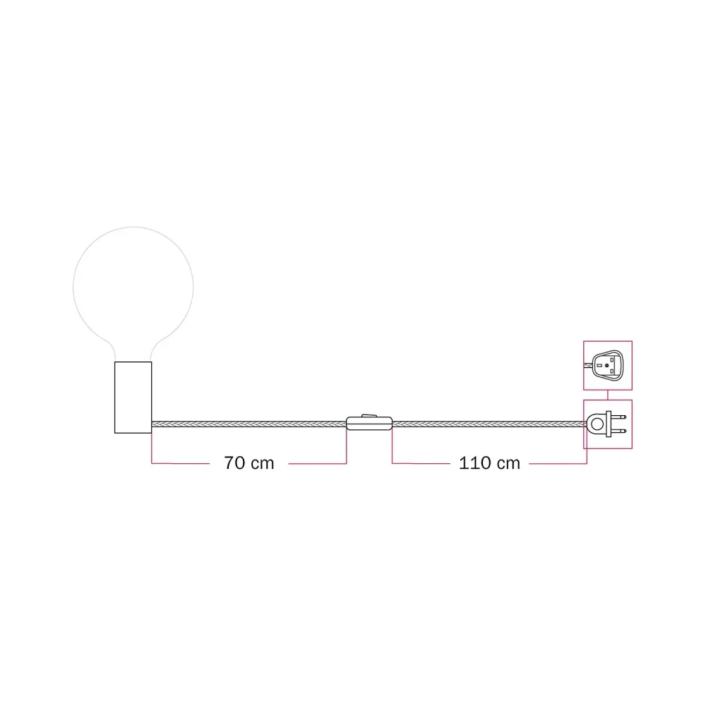 Lampada magnetica plug- con attacco E27 e spina UK - Rosso